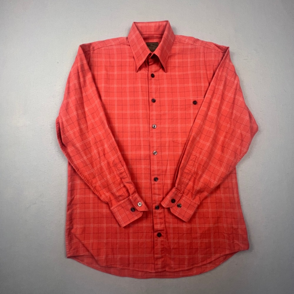 Scott Barber Button Down Shirt Mens M Red Windowpane Plaid‎ Cotton Casual